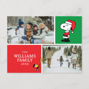 Postal Festiva Colaje de fotos familiares de Snoopy Santa Claus e