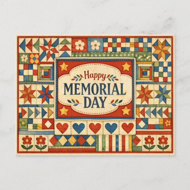 Postal Festiva Colcha de retazos del Día de los Caídos  (Anverso)