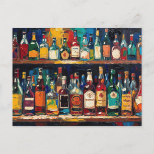 Postal Festiva "Colección de Botellas para Estante de Bar" (Estil