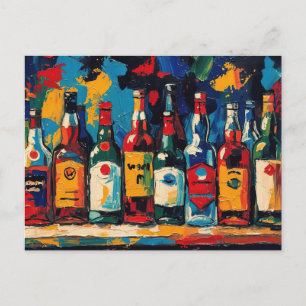 Postal Festiva "Colección de Botellas para Estante de Bar" (Estil