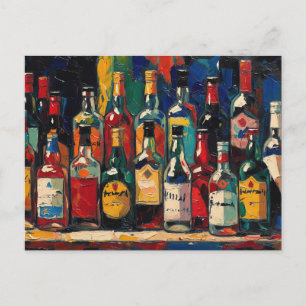 Postal Festiva "Colección de Botellas para Estante de Bar" (Estil