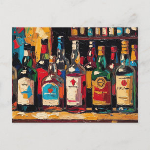 Postal Festiva "Colección de Botellas para Estante de Bar" (Estil
