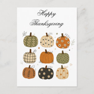 Postal Festiva Colección de calabazas otoñales boho acogedoras