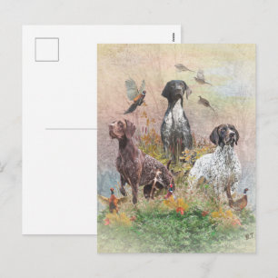 Postal Festiva Colección de Caza del Pointer Alemán de Pelo Corto