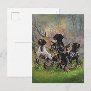 Postal Festiva Colección de Caza del Pointer Alemán de Pelo Corto