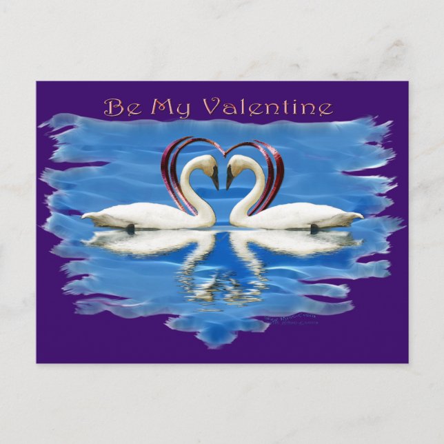 Postal Festiva Colección de cisne de San Valentín (Anverso)