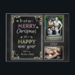 Postal Festiva Colección de Navidades de Chalkboard<br><div class="desc">Este diseño presenta un fondo de pizarra con marco de tiza,  flores de Navidad,  flechas de espiral elegantes y copos de nieve. Si te gusta mi diseño,  por favor revisa mi otro diseño en esta colección también.</div>