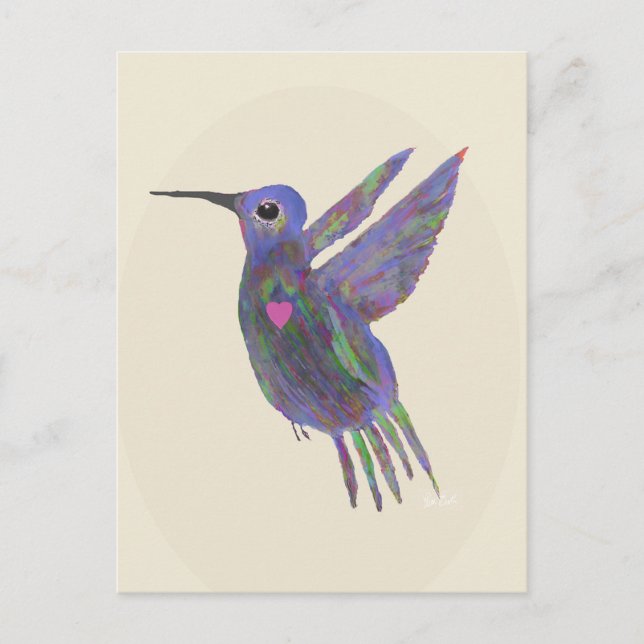 Postal Festiva Colibrí con Corazón (Anverso)
