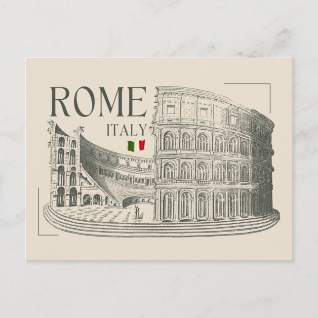 Postal Festiva Coliseo de época Roma, Italia (Anverso)