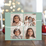 Postal Festiva Collage de 4 fotos en Instagram con alegría - Mint<br><div class="desc">Utilice 4 imágenes cuadradas para hacer un recuerdo único y moderno de Navidad de los cerezos. Si necesita mover algo,  haga clic en el botón personalizar para realizar cambios.</div>