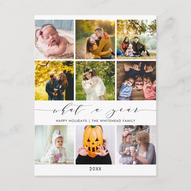 Postal Festiva Collage de fotos blanco de qué año es moderno (Anverso)