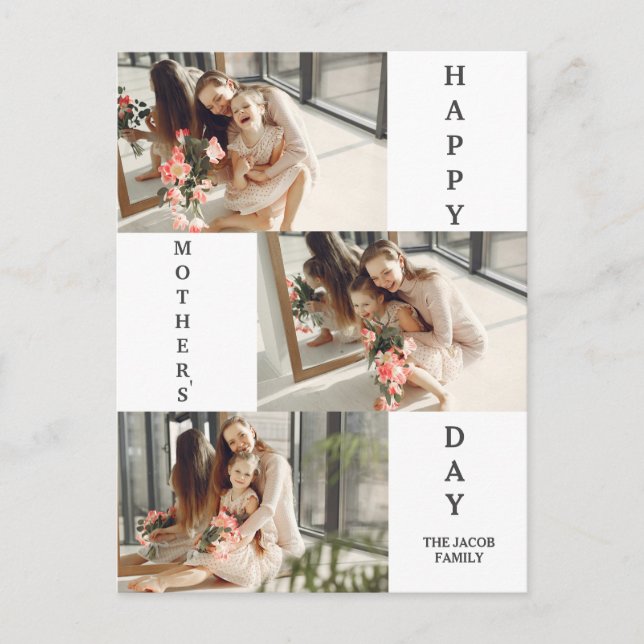 Postal Festiva Collage de fotos de Día de la Madre moderno sencil (Anverso)