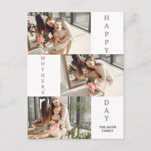 Postal Festiva Collage de fotos de Día de la Madre moderno sencil (Anverso)