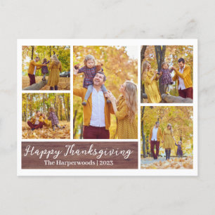 Postal Festiva Collage de fotos de familia Rustic Wood
