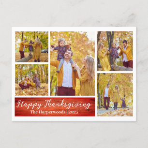 Postal Festiva Collage de fotos de familia Rustic Wood