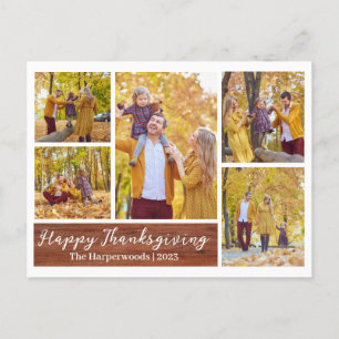 Postal Festiva Collage de fotos de familia Rustic Wood