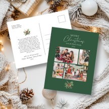 Collage de Fotos de Follaje en Acuarela Navideña S