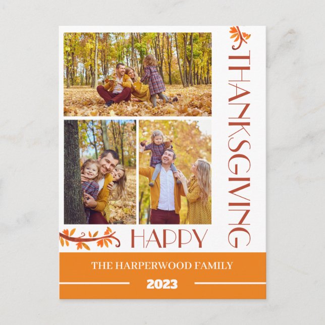 Postal Festiva Collage de fotos de la familia de Acción de Gracia (Anverso)