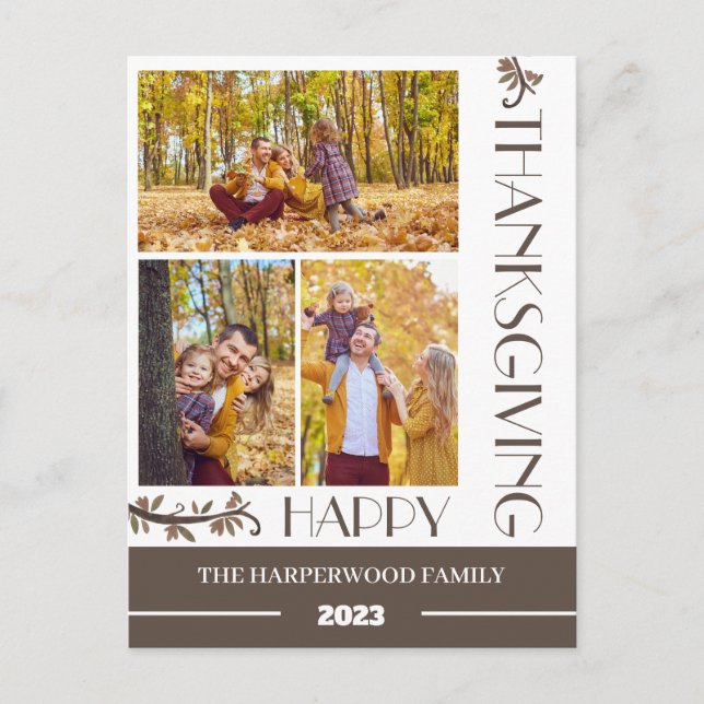 Postal Festiva Collage de fotos de la familia de Acción de Gracia (Anverso)