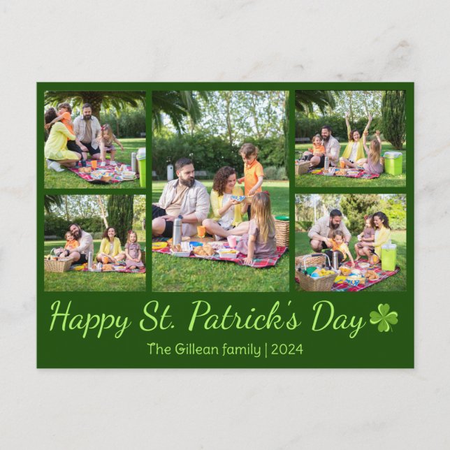Postal Festiva Collage de fotos de la familia Shamrock en el día  (Anverso)