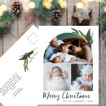 Postal Festiva Collage de fotos de Navidades modernos Boho Arch<br><div class="desc">Esta moderna tarjeta postal de Navidades de la colección de fotos de boho arca hace la tarjeta de vacaciones perfecta! El sencillo diseño bohemio en blanco y negro presenta una tipografía escrita a mano con letras modernas, con un estilo de moda minimalista y una vegetación en invierno con un toque...</div>