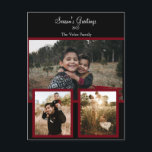 Postal Festiva Collage de Fotos Familiar Negro Burgundy Blanco Sc<br><div class="desc">Collage de Fotos Familiar Negro Burgundy Blanco Tarjeta de Vacaciones con Script. Agregue sus propias fotos y texto para personalizar. La plantilla ha sido configurada para que pueda hacer estos cambios fácilmente.</div>