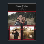 Postal Festiva Collage de Fotos Familiar Negro Burgundy Blanco Sc<br><div class="desc">Collage de Fotos Familiar Negro Burgundy Blanco Tarjeta de Vacaciones con Script. Agregue sus propias fotos y texto para personalizar. La plantilla ha sido configurada para que pueda hacer estos cambios fácilmente.</div>