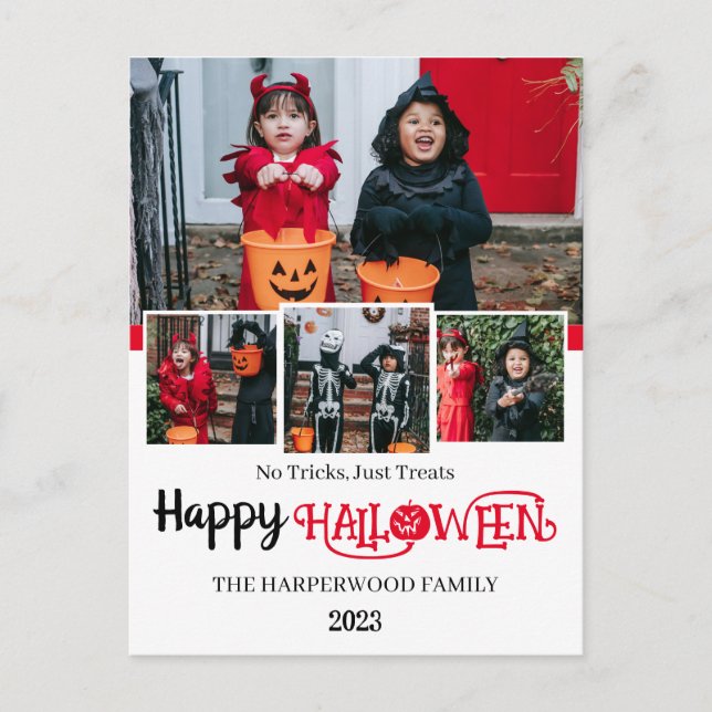 Postal Festiva Collage de fotos Halloween de calabaza boina jack- (Anverso)