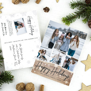 Postal Festiva Collage de fotos Rustic Wood Snowflake