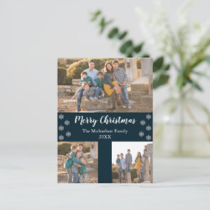 Postal Festiva Collage de Navidades de copos de nieve de plata az