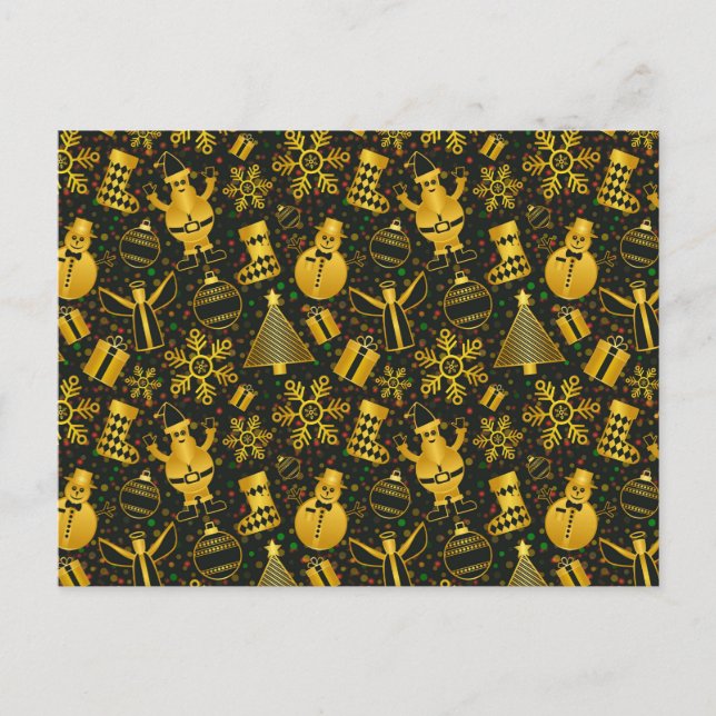 Postal Festiva Collage de Navidades metálicos (Anverso)