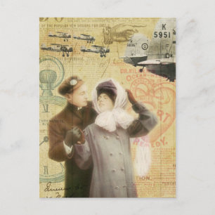Postal Festiva Collage de Vintage El día de San Valentín Pareja A
