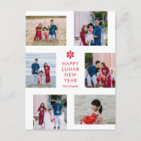 Collage floral Año nuevo lunar Año nuevo chino Año