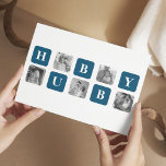 Postal Festiva Collage moderno foto del mejor regalo de la histor<br><div class="desc">El "Modern Collage Photo Blue Best Hubby Ever Gift" es un regalo fotográfico personalizado que muestra una colección de imágenes que muestran los mejores momentos compartidos entre usted y su amado marido. Esta versión en particular presenta un tema azul, lo que lo convierte en un elegante y contemporáneo añadido a...</div>