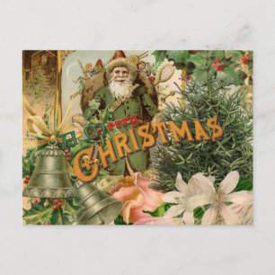 Postal Festiva Collage Navideño de Santa Verde del Viejo Mundo An