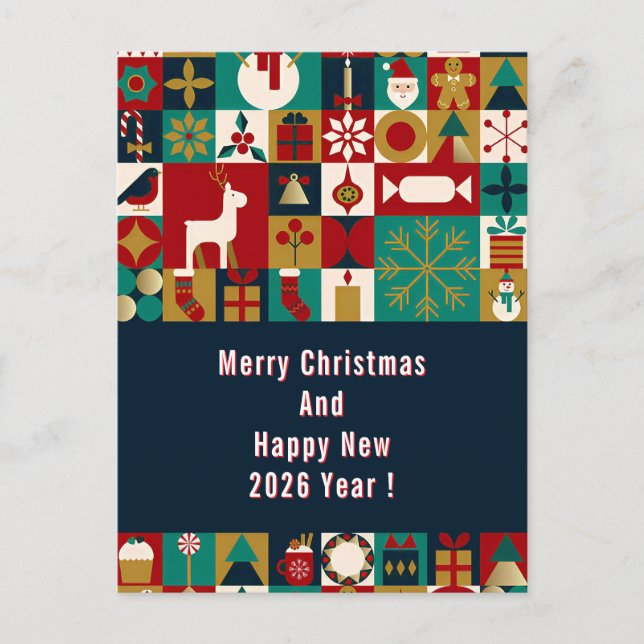 Postal Festiva Collage Navideño Festivo 🎄✨Alegría Navideña Vinta (Anverso)