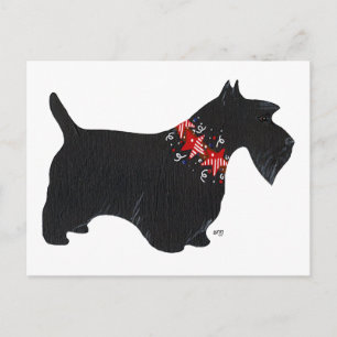 Postal Festiva Collar de vacaciones para Terrier Escocés Negro