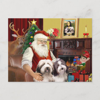 Postal Festiva Collie con barba de Santa