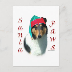 Postal Festiva Collie (suave) Santa Paws