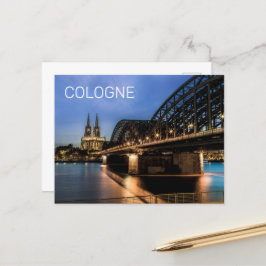 Postal Festiva Cologne Cityscape Alemania Dom Noche Souvenir