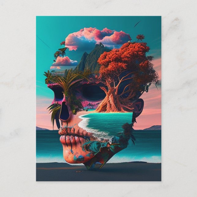 Postal Festiva Colored skull head (Anverso)
