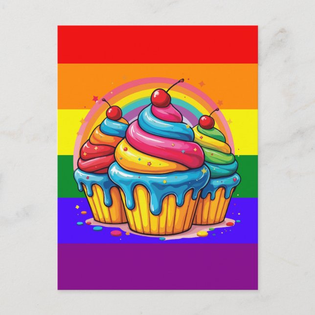 Postal Festiva Colores de arco iris LGBT (Anverso)