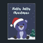 Postal Festiva Colorful Bears Merry Christmas Winter Animals Bear<br><div class="desc">The blue bear on Christmas with fairy lights. Funny animals with gifts and snow for the holidays. Also funny for Christmas in July. Bears are cute animals and perfect for Christmas.</div>
