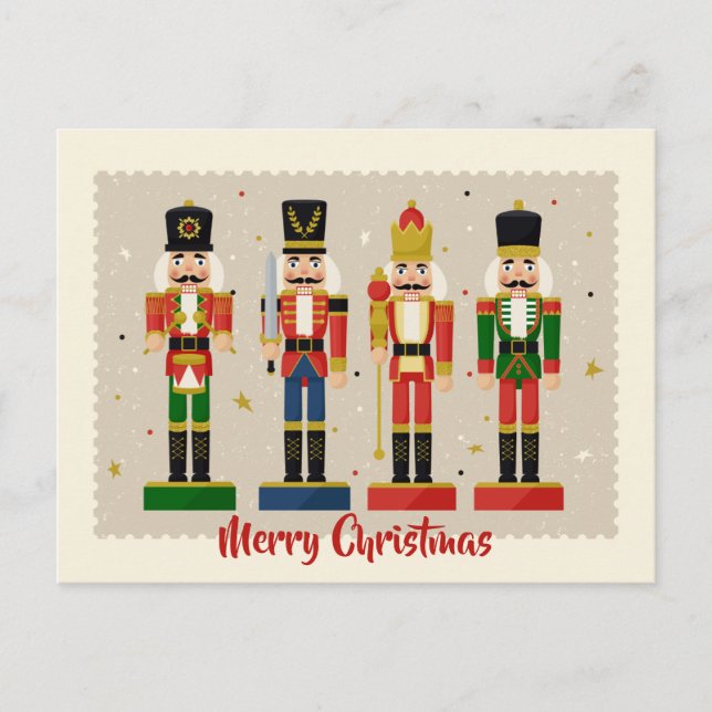 Postal Festiva Colorful Nutcracker Soldiers Merry Christmas (Anverso)