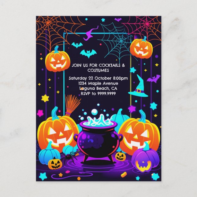 Postal Festiva Colorful Pumpkin Halloween (Anverso)