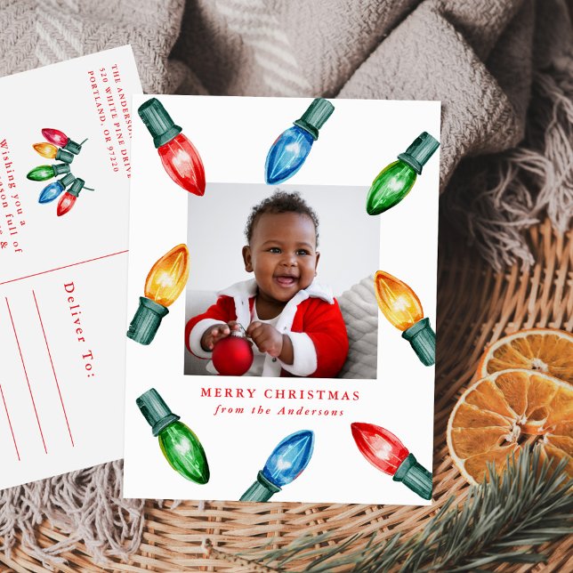 Postal Festiva Coloridas Navidades de acuarela Fotografía (Subido por el creador)