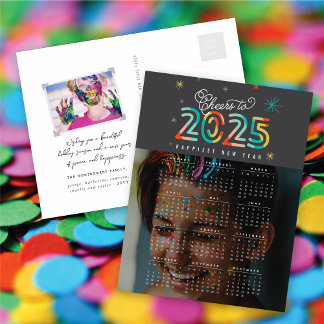 Postal Festiva Coloridas ovaciones al calendario 2025 Foto de Año