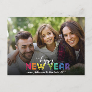 Postal Festiva Colorido arcoiris feliz foto de Año Nuevo