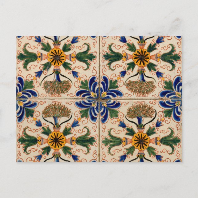 Postal Festiva Colorido patrón floral vintage mediterráneo (Anverso)