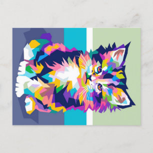 Postal Festiva Colorido propietario de un Mascota de gato enfurec